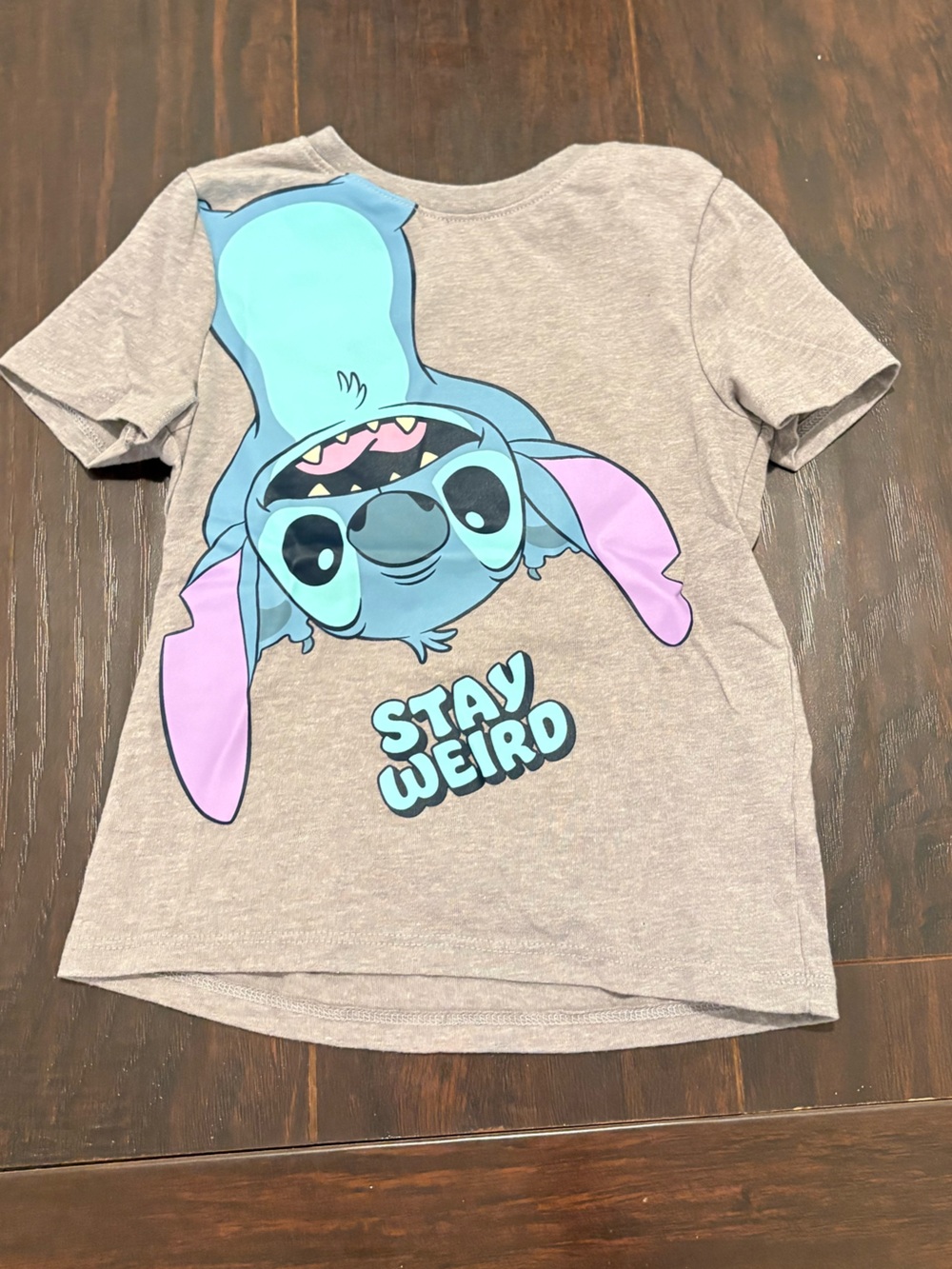 Disney Stitch Girls 4T Gray “Stay Weird” Graphic T-Shirt Lilo & Stitch